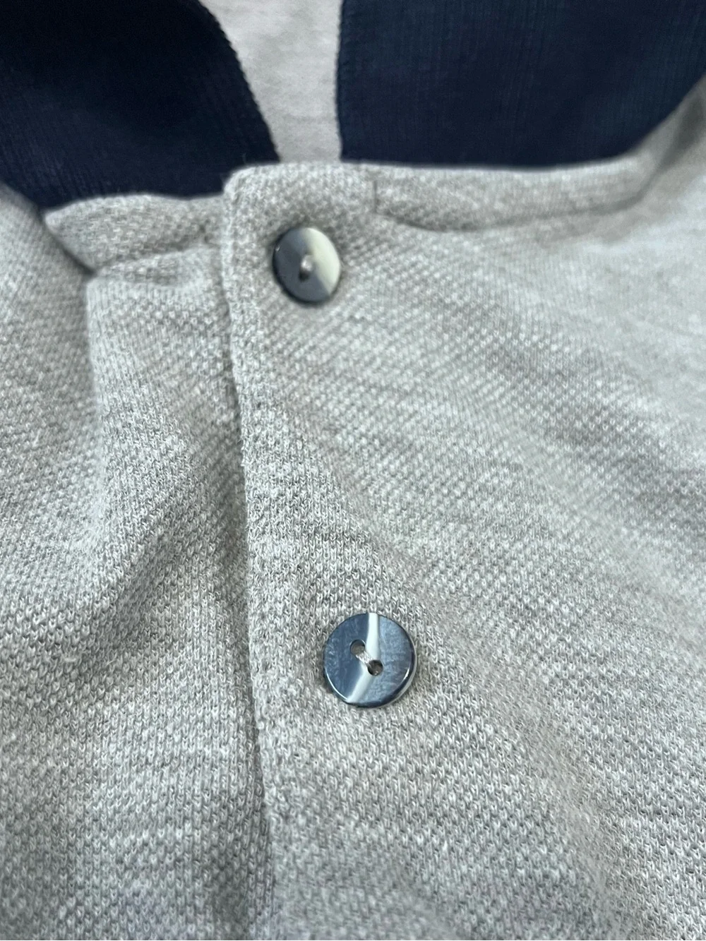 Vintage Polo Ralph Lauren Flag Patch Polo Gray Navy Collar M Preppy Old Money
